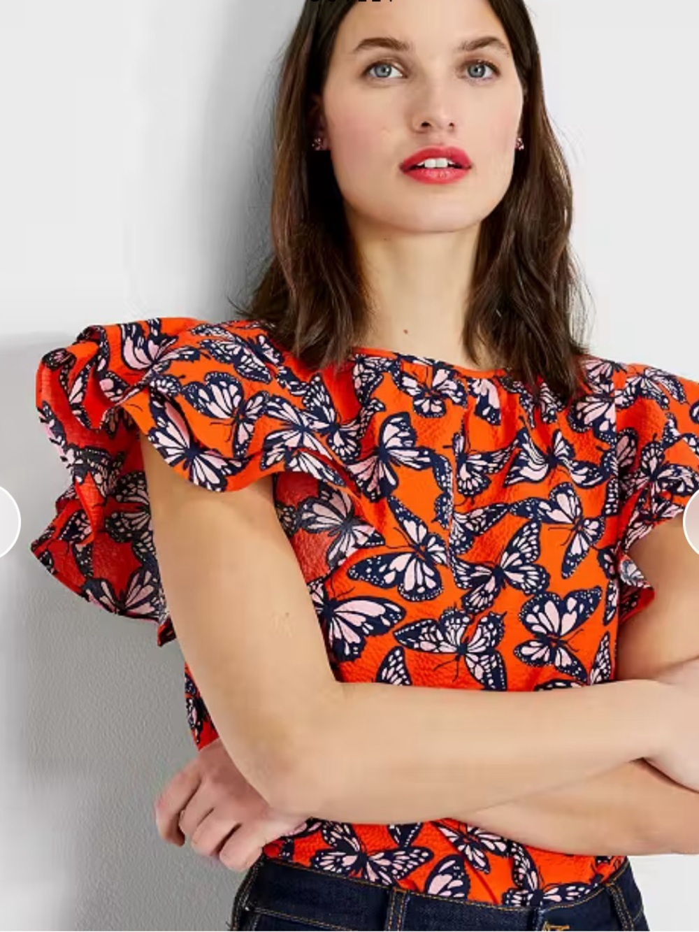 NWT Kate Spade Spring Flight Butterfly top flutter sleeve Size S